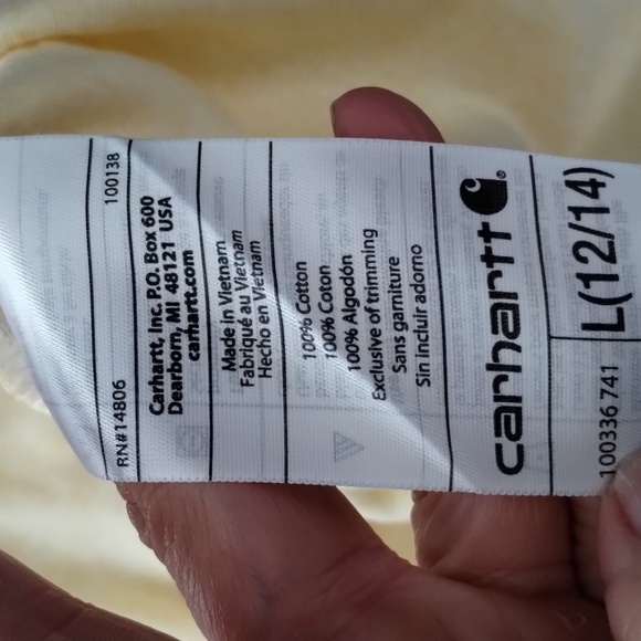 Carhartt heather yellow color size 12-14 large women's short sleeve tee - Picture 5 of 5